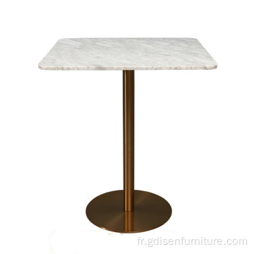 Table à manger carrée moderne avec dessus en marbre